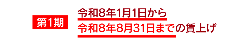 第1期 令和8年1月1日から令和8年8月31日までの賃上げ